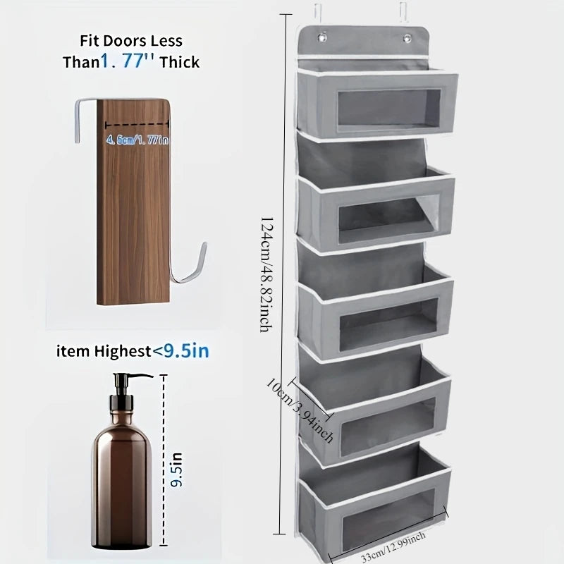 Behind-Door Laundry Organizer — 5 Pocket