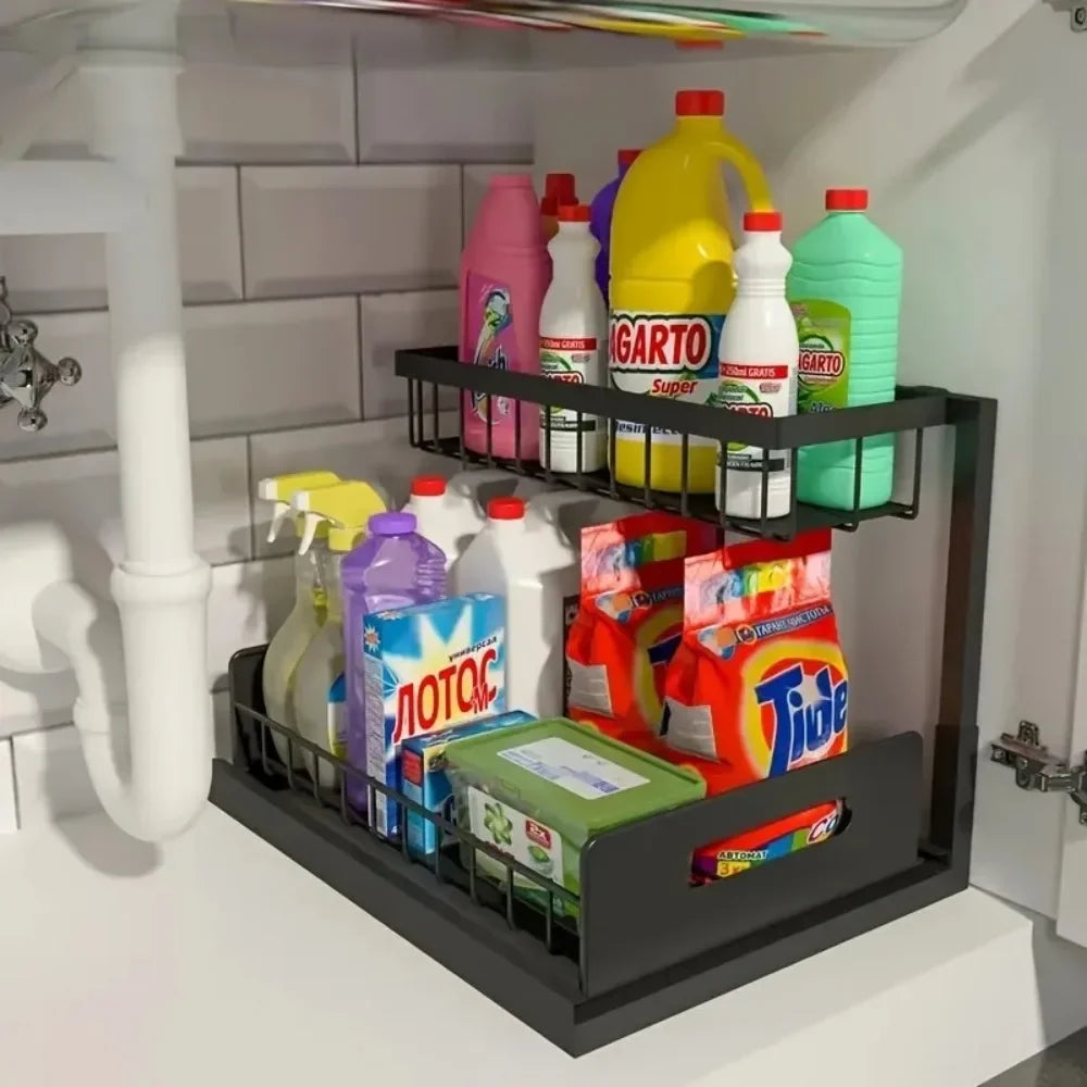 Under-Sink Slide-Out Organizer — 2 Tier