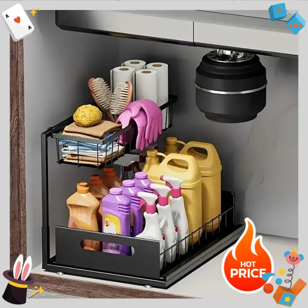 Under-Sink Slide-Out Organizer — 2 Tier